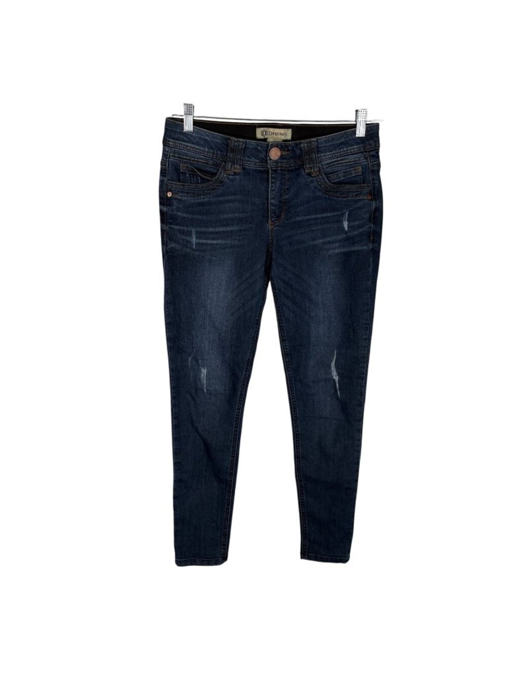 Democracy Women SZ 6 "AB" Technology Blue Dark Wash Distressed 5-Pocket Jeans